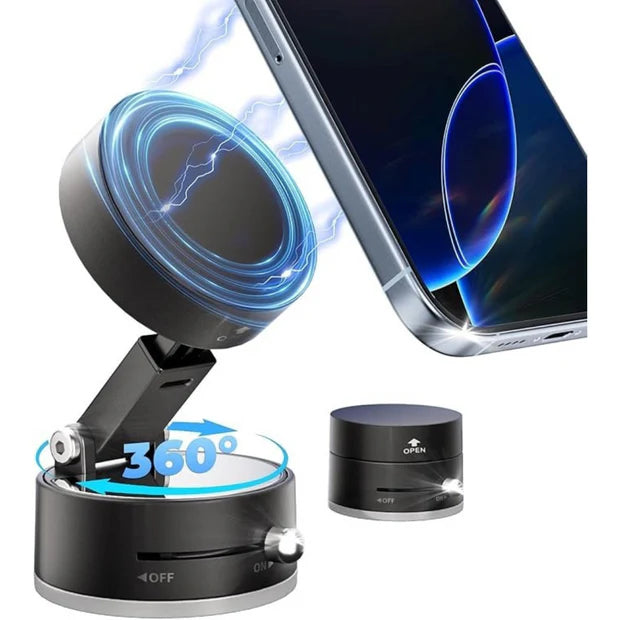 Universal Magnetic Car Phone Mount with 360° Rotation & Enhanced Suction Cup