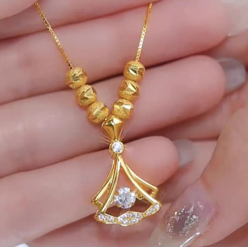 24K Gold Plated Fan Necklace