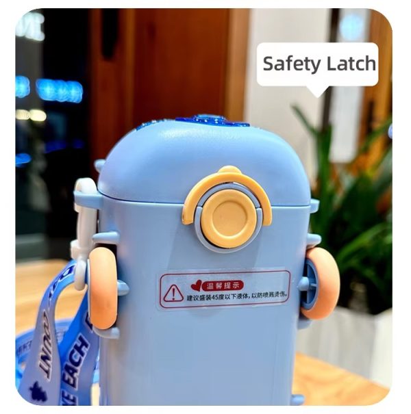 600ml-Bus Shaped Water Bottle With Straw & Strap