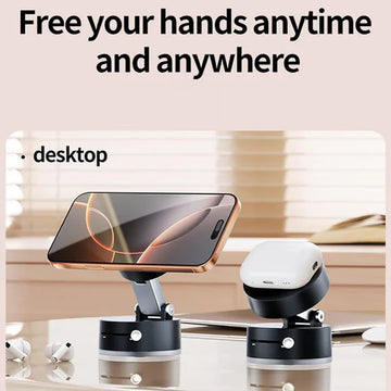 Universal Magnetic Car Phone Mount with 360° Rotation & Enhanced Suction Cup